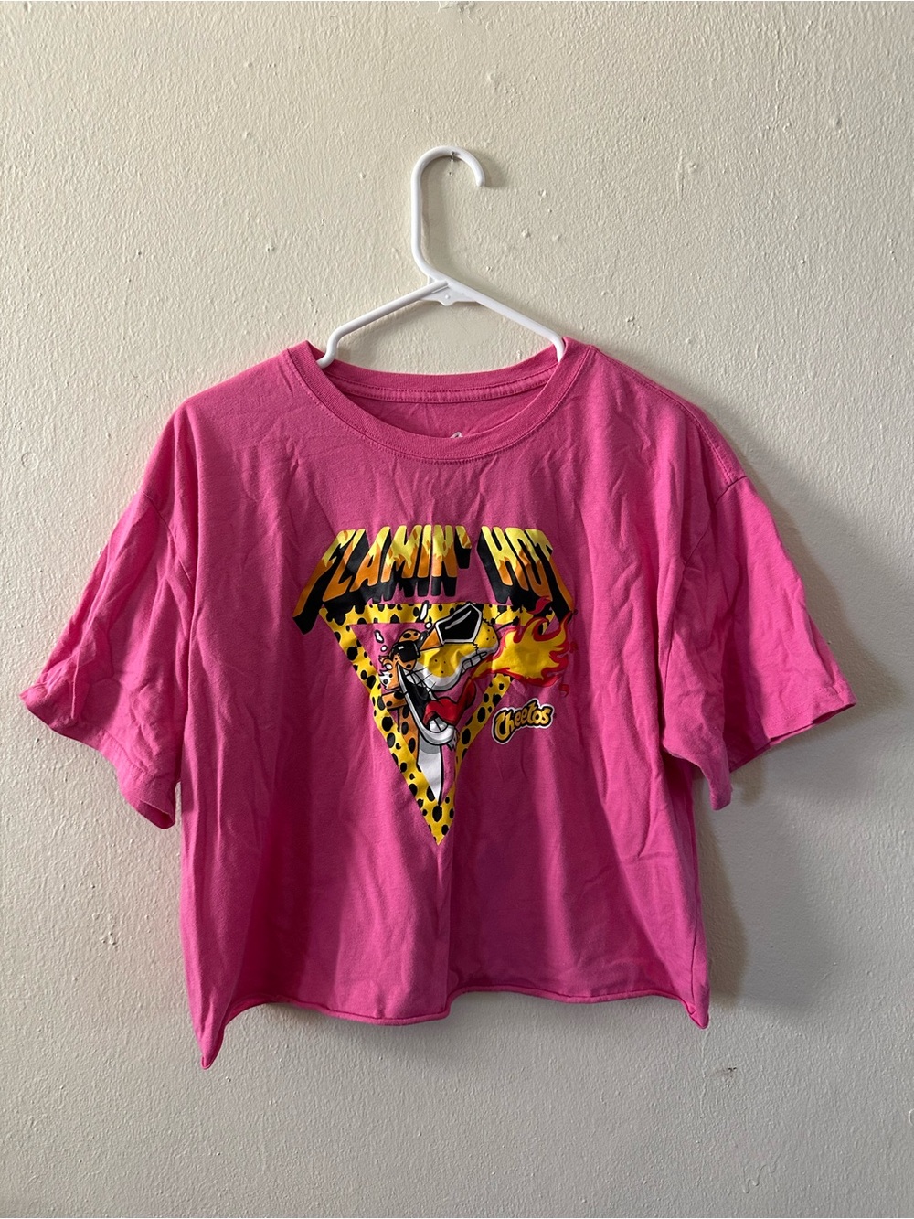 Pink "Flamin' Hot" Graphic Crop Tee